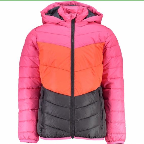 GIRL JACKET FIX HOOD  B351 PINK FLUO